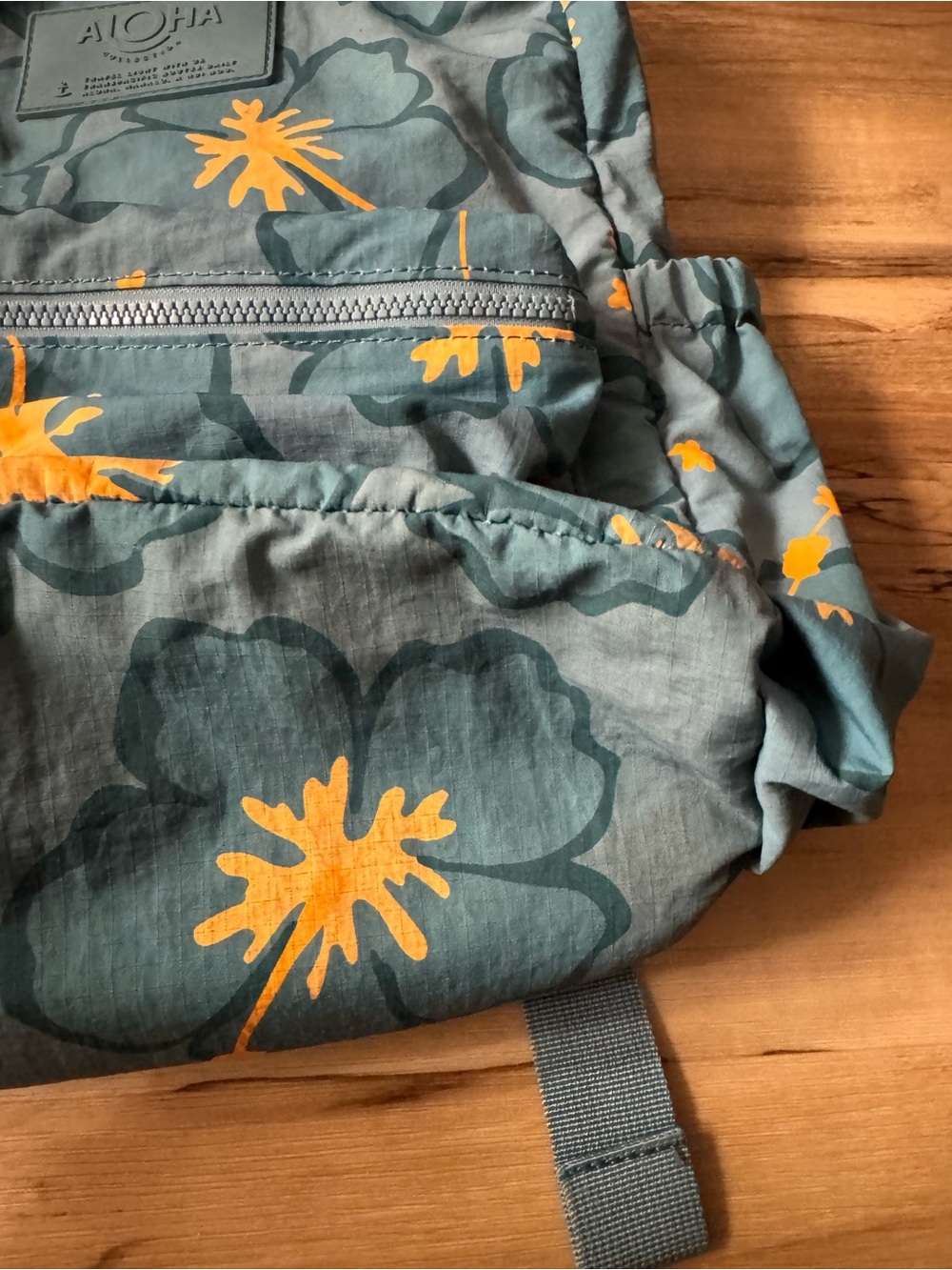 ALOHA Collection Teal Blue Kids Backpack with Yellow Floral Print - Picture 3 of 11